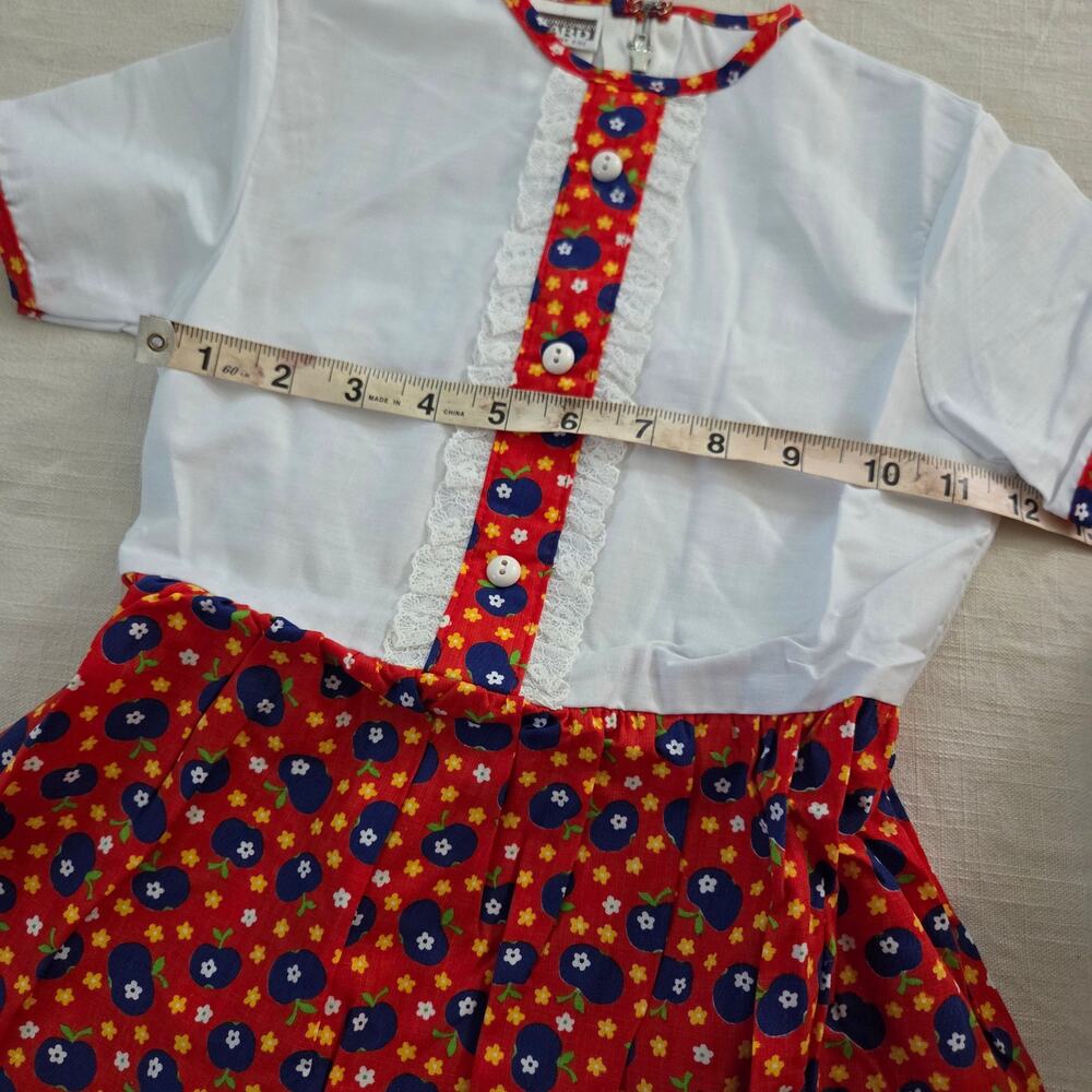 Vintage 70s Apples + Floral Dress 4t - Picture 5 of 6